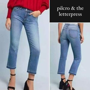 Pilcro and the Letterpress High Rise Flare Jeans in a Medium Blue Wash • 32